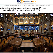 La actividad de fusiones y adquisiciones sube un 2% hasta noviembre y el capital se eleva un 20%, segn TTR